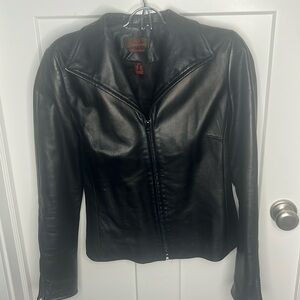 Danier Black Leather Zip-Front Jacket